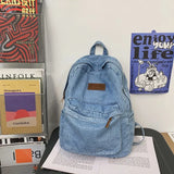 Soft Canvas School Backpack Denim Boy Girl Travel Student Bag