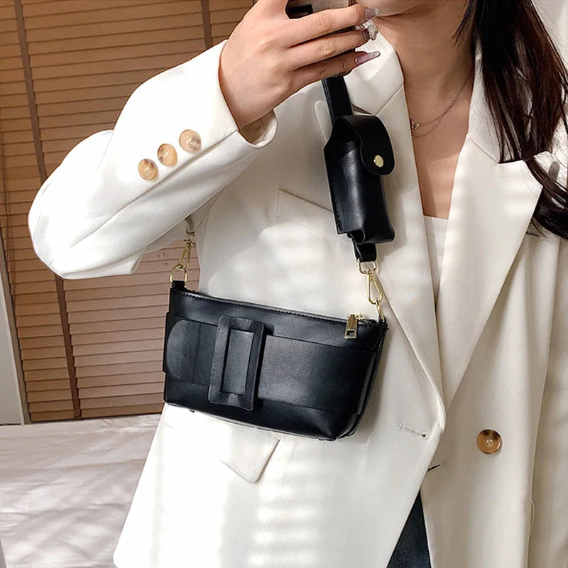 Solid Crossbody Bag Shoulder Bags Leather Handbags Female