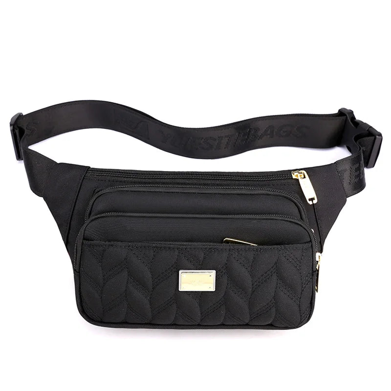Women's Solid Waist Pack Chest Bag High Nylon