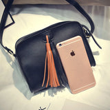 Small Tassel Handbag Flap PU Leather Shoulder Bag