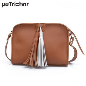 Small Tassel Handbag Flap PU Leather Shoulder Bag