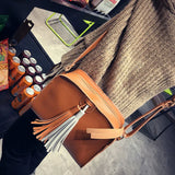 Small Tassel Handbag Flap PU Leather Shoulder Bag