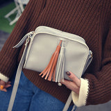 Small Tassel Handbag Flap PU Leather Shoulder Bag