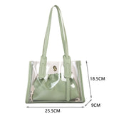 Women's PVC Transparent Shopping Bag PU Jelly Tote Shoulder Beach Handbag