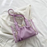 Women's PVC Transparent Shopping Bag PU Jelly Tote Shoulder Beach Handbag