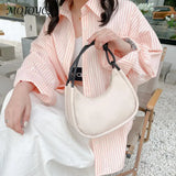 Nylon Shoulder Bag Solid Half Moon Crescent Handbag