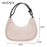 Nylon Shoulder Bag Solid Half Moon Crescent Handbag