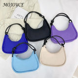 Nylon Shoulder Bag Solid Half Moon Crescent Handbag