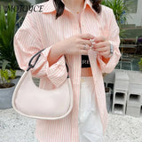 Nylon Shoulder Bag Solid Half Moon Crescent Handbag