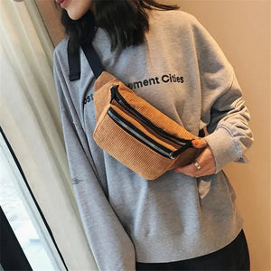 Canvas Waist Bag Street Phone Money Chest Bum Belt Bags Corduroy Waist Bag