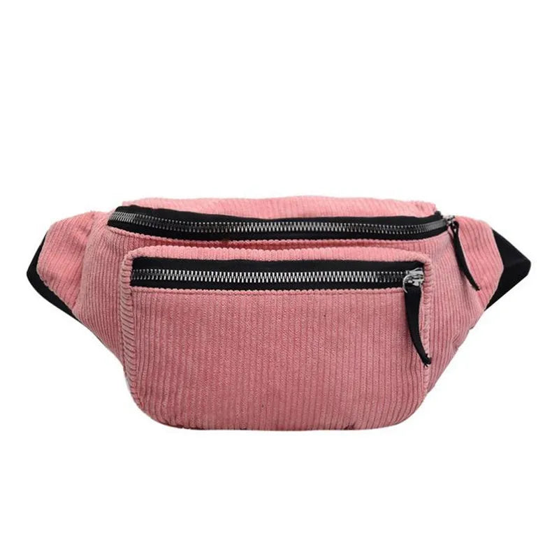 Canvas Waist Bag Street Phone Money Chest Bum Belt Bags Corduroy Waist Bag