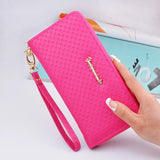 Women's Zipper Purse Large Capacity Hand Wallet PU Leather Long Section Wallet