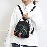 Lady Printed Water-repellent Nylon Cloth School Bag Large Capacity Backpack