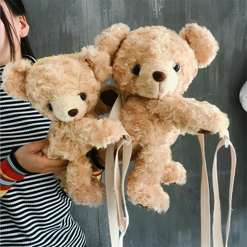 Lady Girls Smile Bear Soft Plush Doll Handbag Mini Animal Shoulder Bags