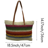 Rainbow Lady Handbag Beach Straw Bag