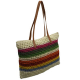 Rainbow Lady Handbag Beach Straw Bag
