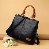Retro Casual Lady Large Capacity Handbag Letter Leather Handbags