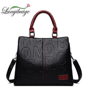Retro Casual Lady Large Capacity Handbag Letter Leather Handbags