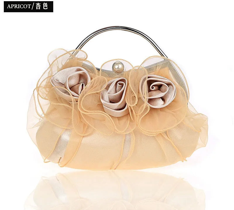 Satin Crystal Clutch Bridal Evening Bag