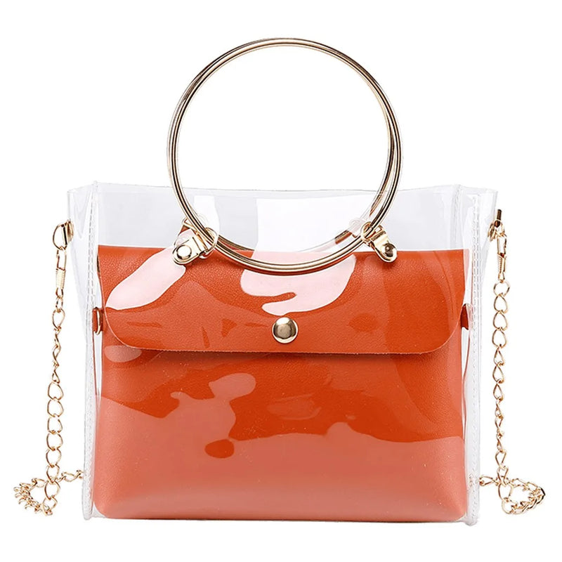Lady Shoulders Bags Women PVC Jelly Package Female Chain Transparent Handbag