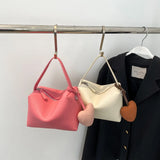 Women's Solid Handbags w/ Love Pendant, Leather Crossbody Bag