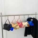 Women's Solid Handbags w/ Love Pendant, Leather Crossbody Bag