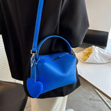 Women's Solid Handbags w/ Love Pendant, Leather Crossbody Bag