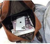 Lady Student Backpack PU Leather Waterproof School Bag
