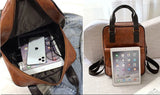 Lady Student Backpack PU Leather Waterproof School Bag