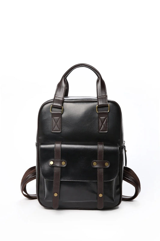 Lady Student Backpack PU Leather Waterproof School Bag
