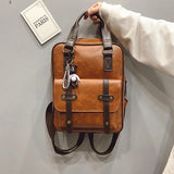 Lady Student Backpack PU Leather Waterproof School Bag