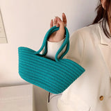 Large Capacity Retro Tote Bag Woven Beach Bag For Women Handbags