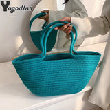 Large Capacity Retro Tote Bag Woven Beach Bag For Women Handbags