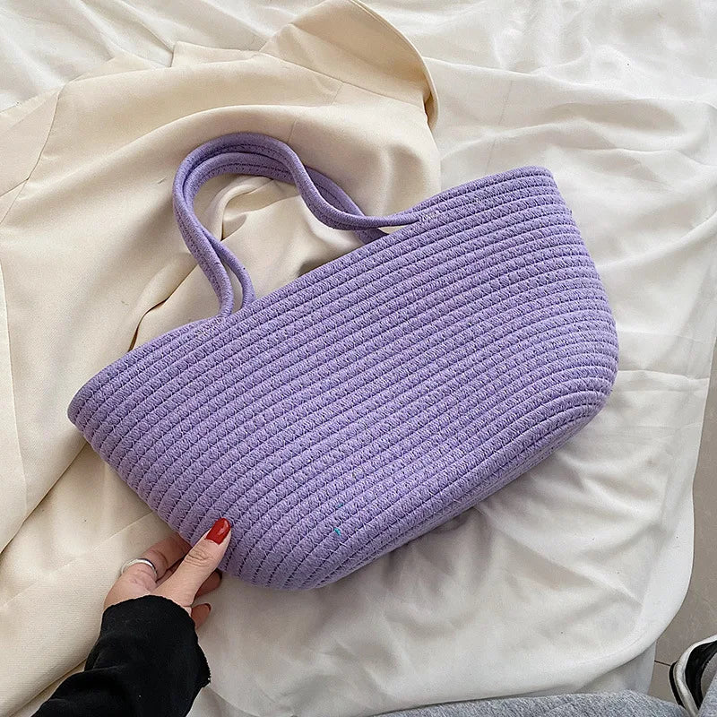 Large Capacity Retro Tote Bag Woven Beach Bag For Women Handbags