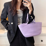 Large Capacity Retro Tote Bag Woven Beach Bag For Women Handbags