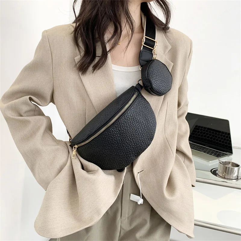 Lady Waist Bag Leather Fanny Pack Female Belt Purses Ladies Crossbody Chest Bags