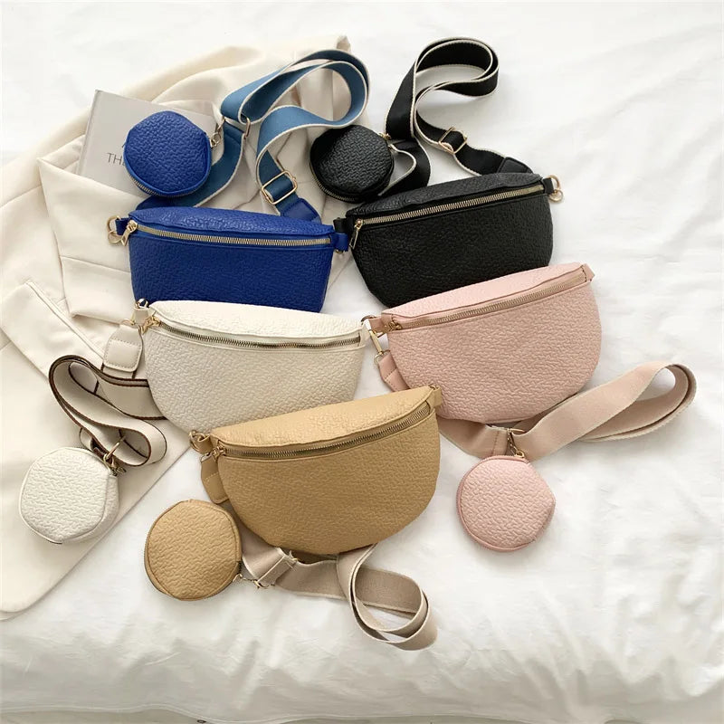 Lady Waist Bag Leather Fanny Pack Female Belt Purses Ladies Crossbody Chest Bags