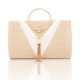Summer Handbag Metal Handle Tassel Shoulder Bag Chain Crossbody Purse
