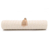 Women Summer Handbag Metal Handle Tassel Band Crossbody Purse