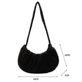 Lady Woolen Small Pleated Shoulder Underarm Bags Fluffy Clutch Solid Shop