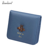 Lady Zipper Wallet Leather Thin Short Wallets Women Small bee metal Purse