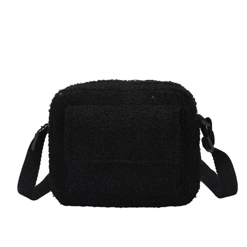 Lamb Wool Shoulder Bag Women Autumn Winter Solid Crossbody Bags