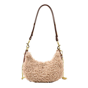 Plush Chains Handbags Soft Messenger Bags For Women