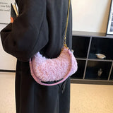 Plush Chains Handbags Soft Messenger Bags For Women