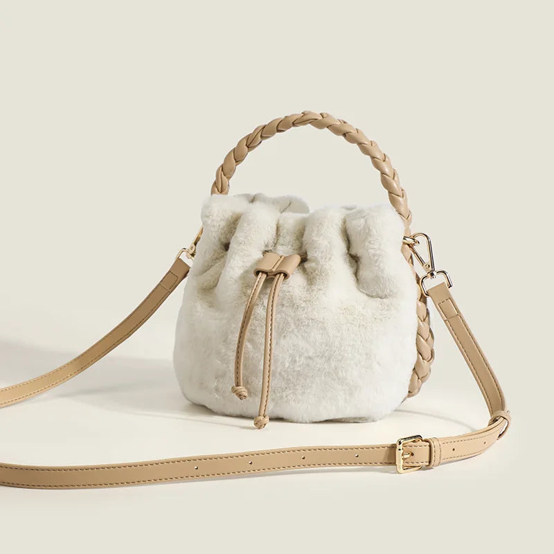 Faux Fur Bucket Bag Women Handbags Plush Crossbody