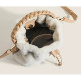 Faux Fur Bucket Bag Women Handbags Plush Crossbody