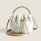 Faux Fur Bucket Bag Women Handbags Plush Crossbody