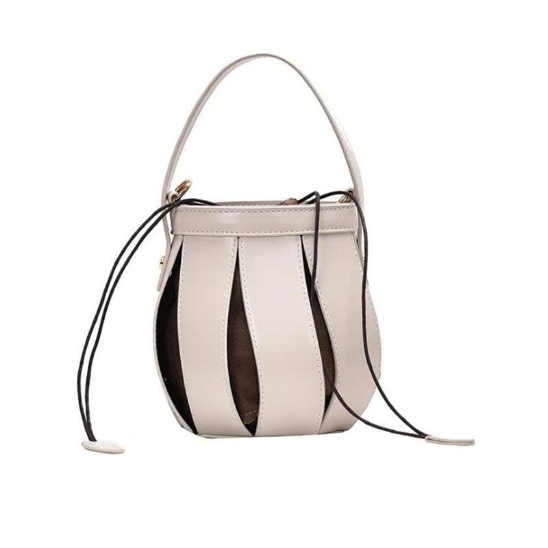 Lantern Shape Women Round Bag Hollow Out Bucket Bags