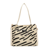 Large Capacity Beach Shopping Tote Bag Ladies Striped Vintage Canvas Handbag