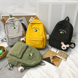 Canvas Backpack for Teenagers Avocado Embroidery School Shoulder Bag